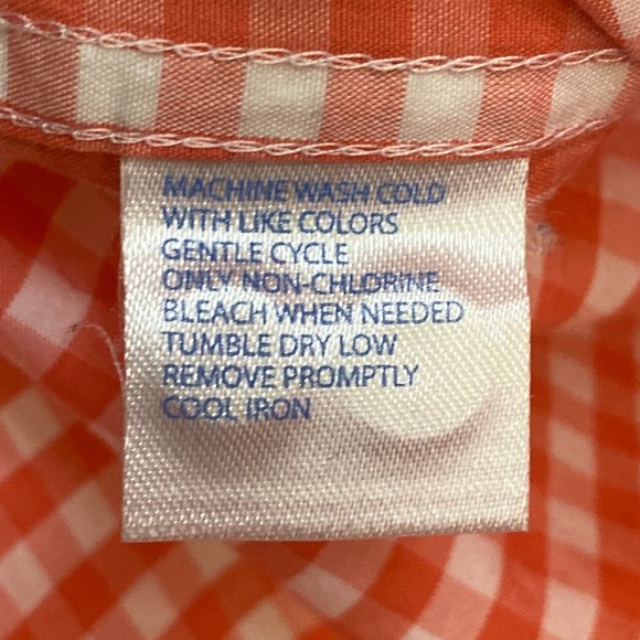 Southern Tide Gingham Contrast Cuff Button Up Shirt Coral Preppy Coastal-M - Picture 12 of 13